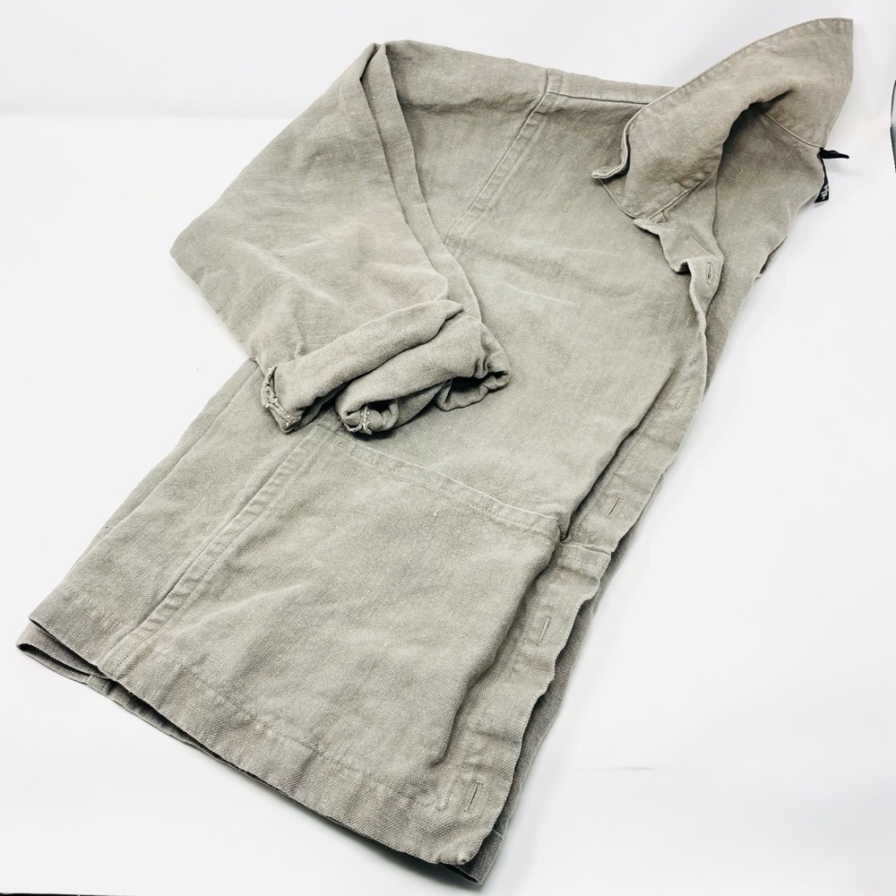 Vintage Eileen Fisher, Italian Linen, made in USA, 3/4 sleeve jacket, S, Flax